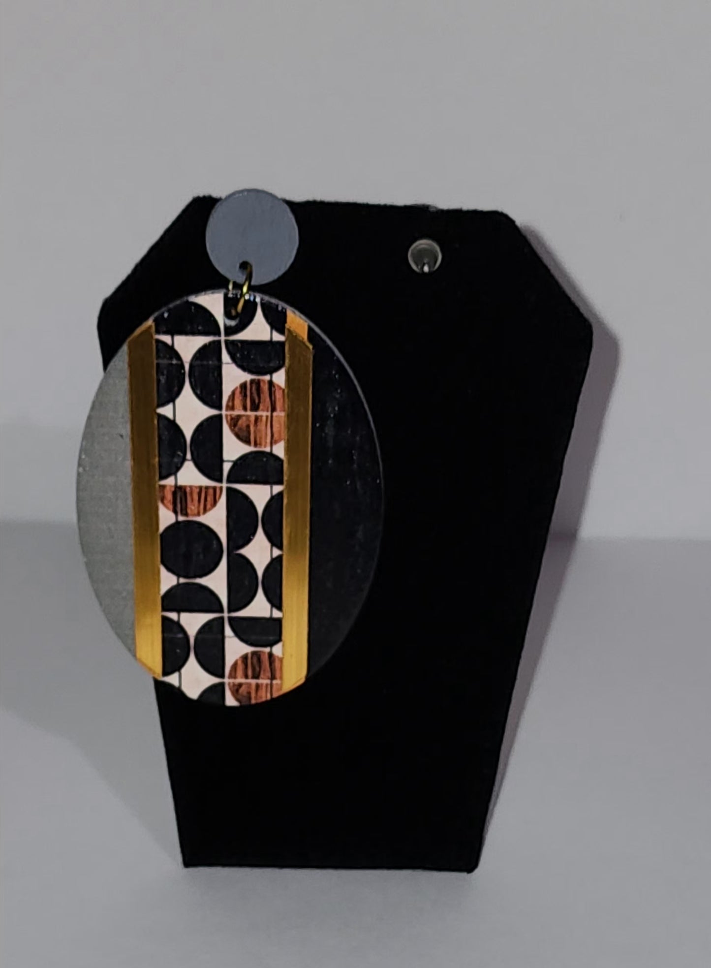 Grey and Black Wood Earrings