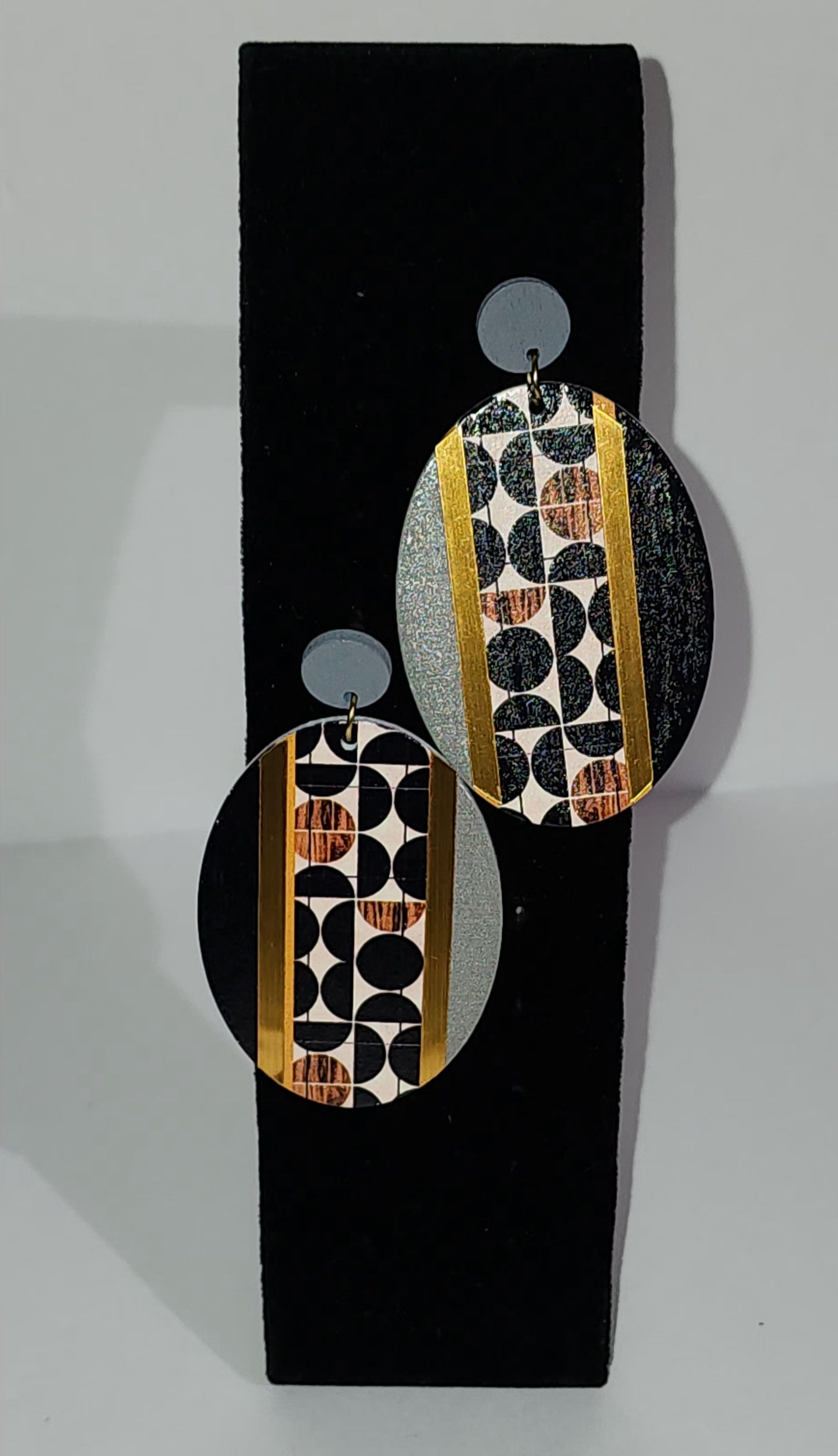 Grey and Black Wood Earrings