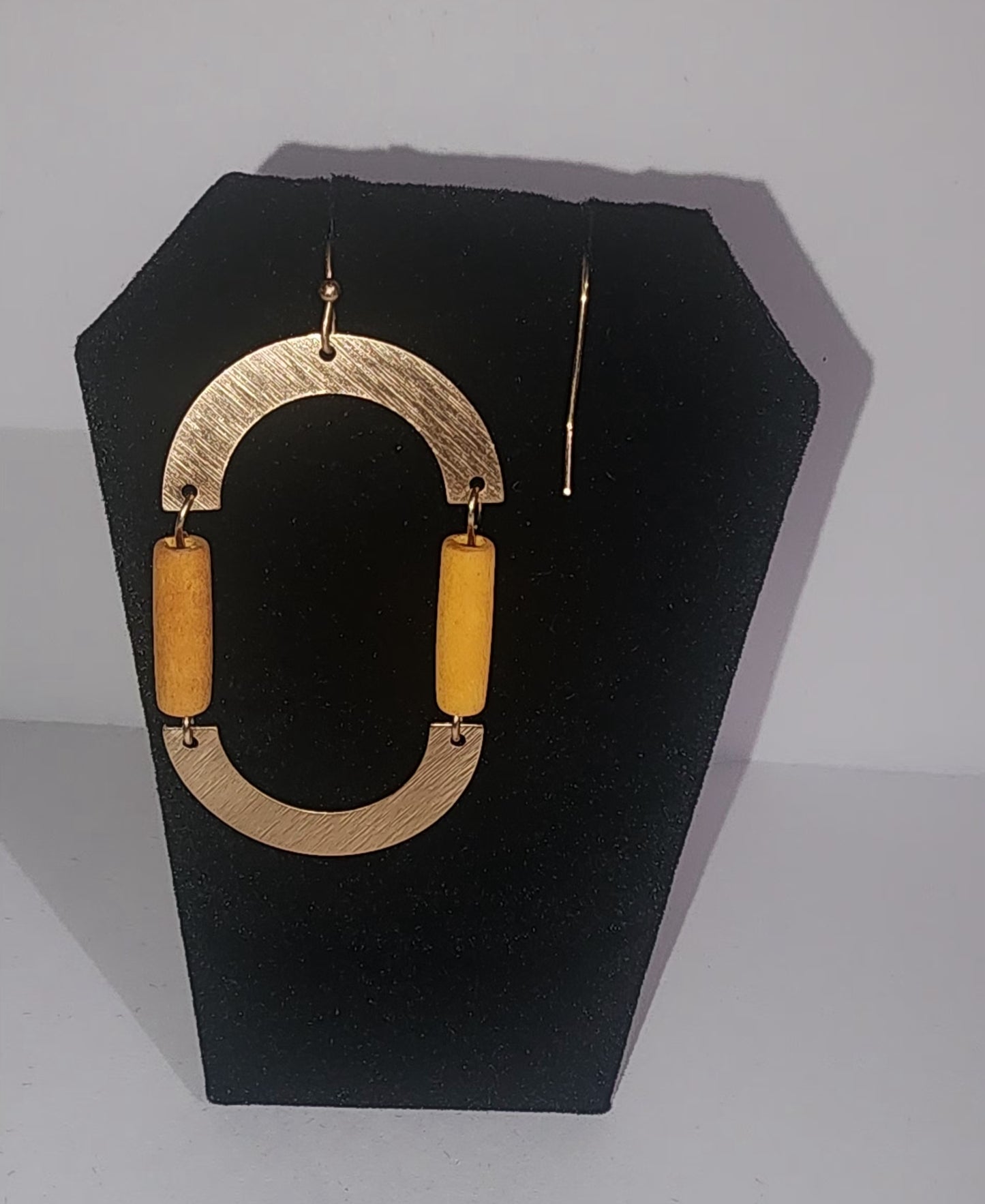 Gold Wood Bead Earrings