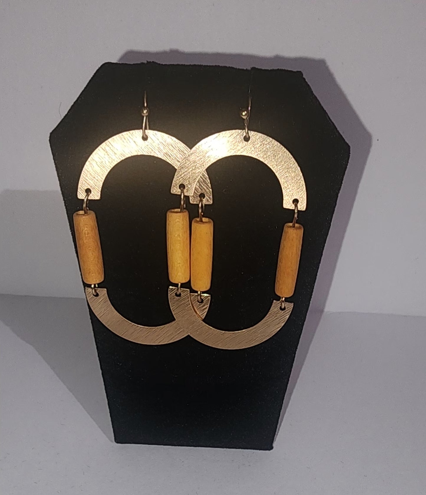Gold Wood Bead Earrings