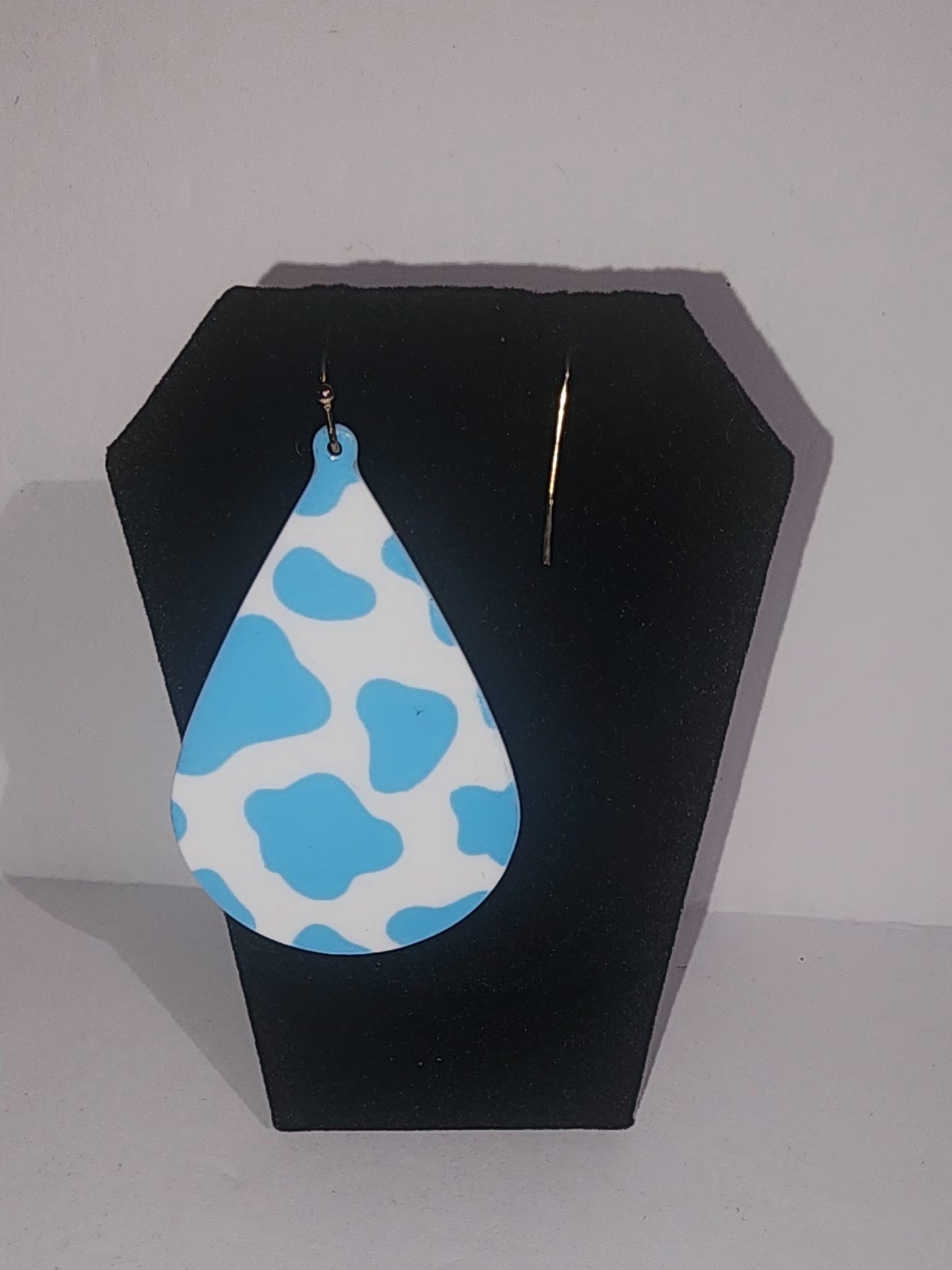 Blue Cow Print Earrings