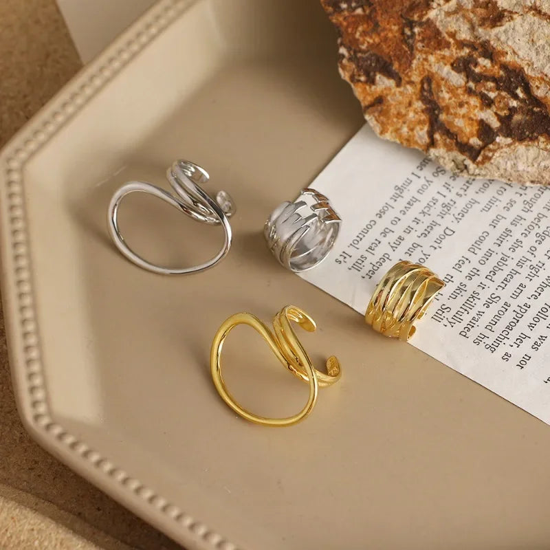 2pcs Open Swirl Ring Set