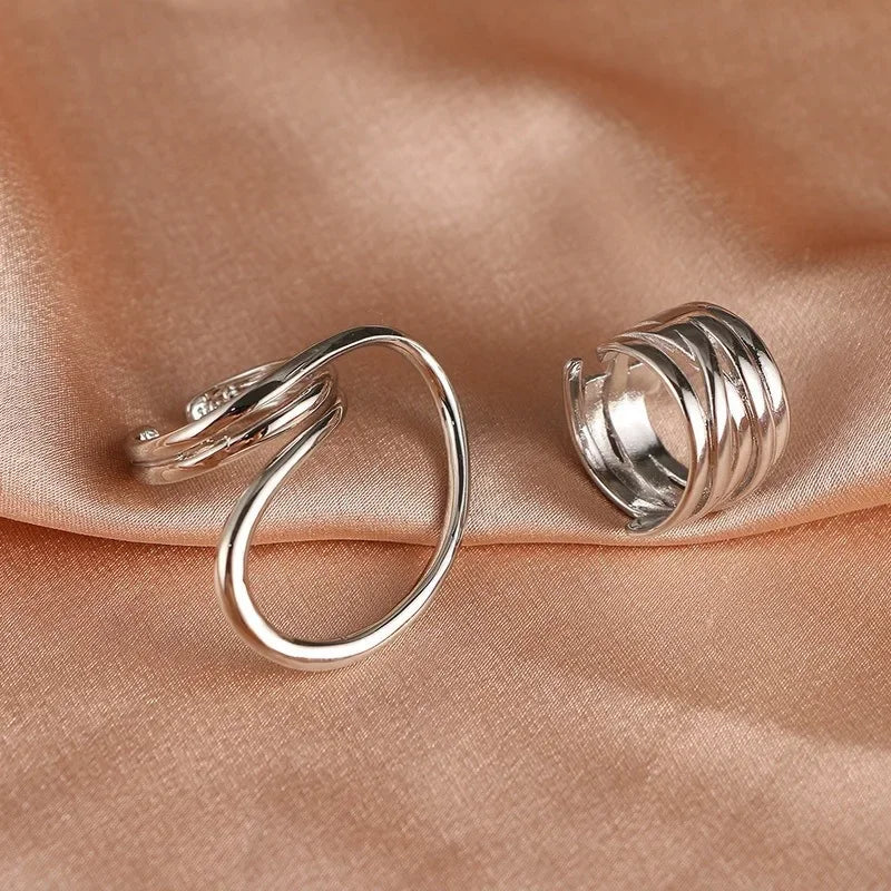 2pcs Open Swirl Ring Set