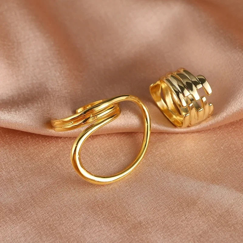 2pcs Open Swirl Ring Set