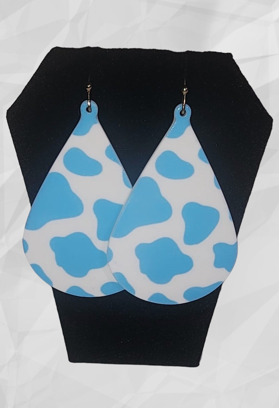 Blue Cow Print Earrings