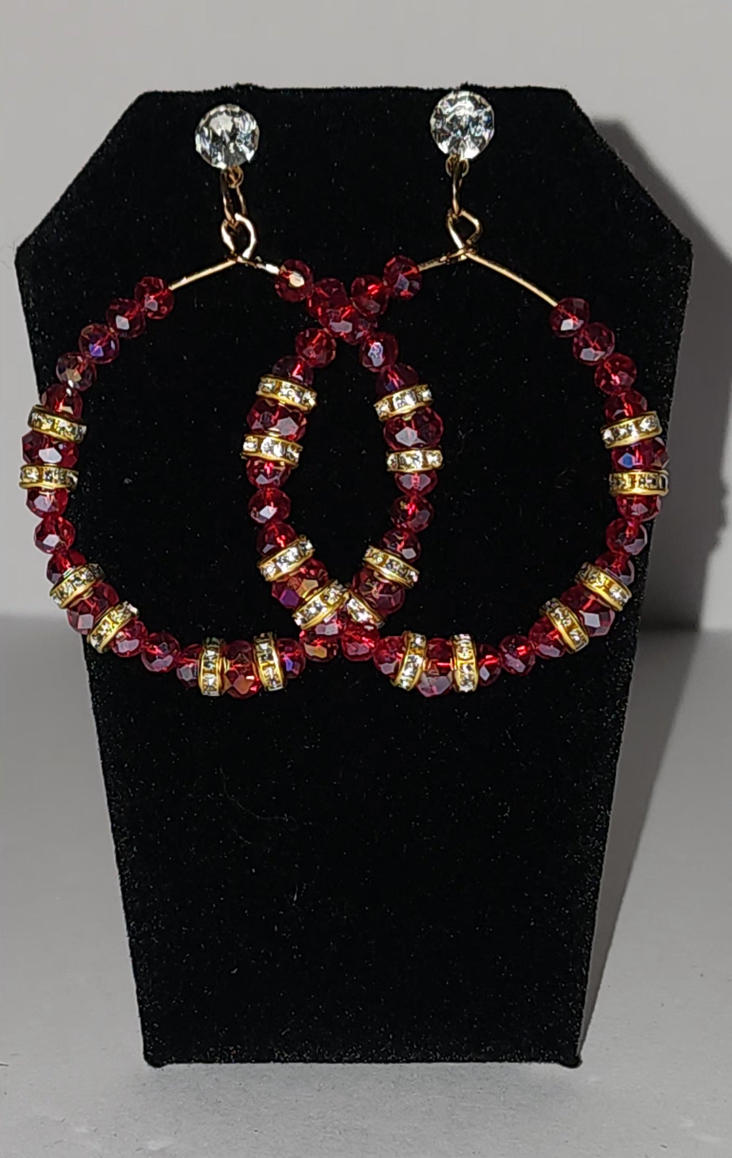 Red Beaded Hoops