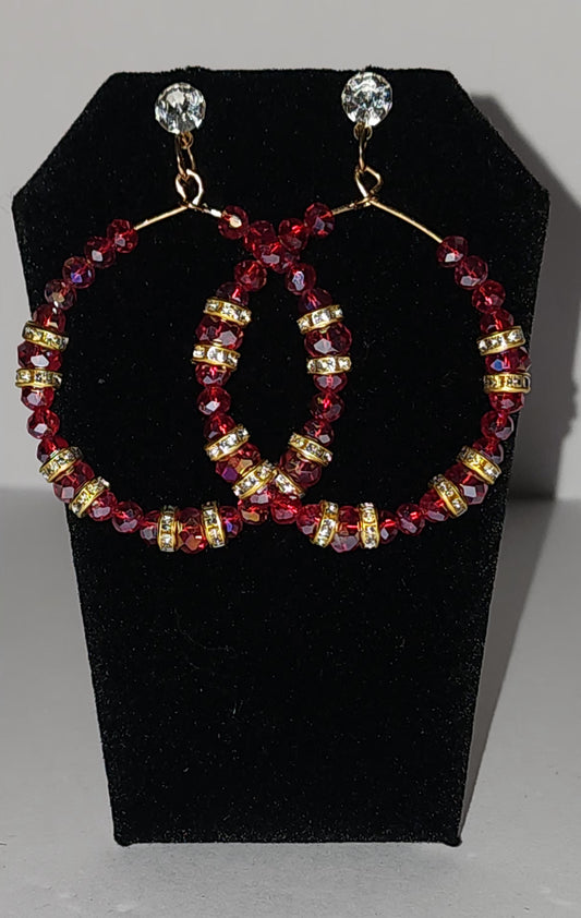 Red Beaded Hoops