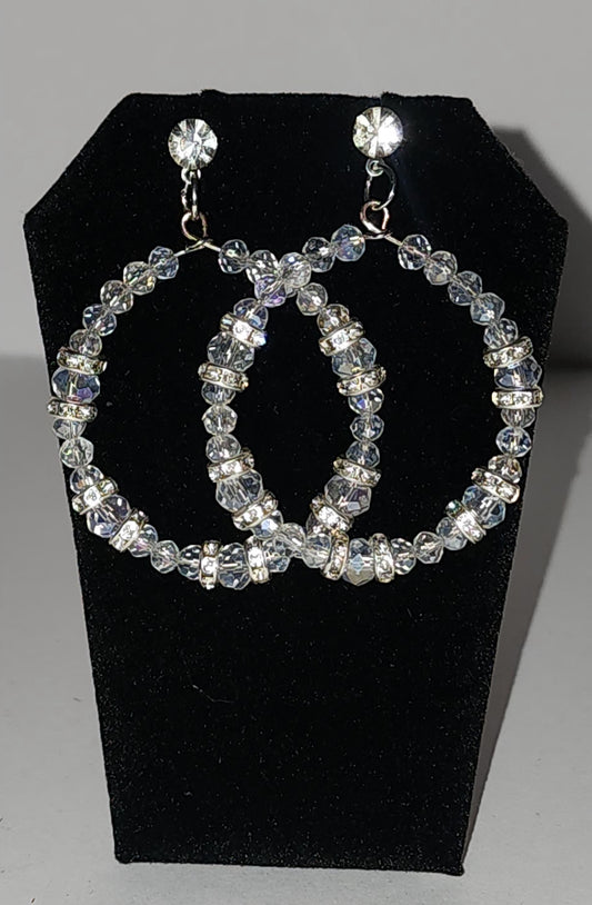 Clear Beaded Hoops