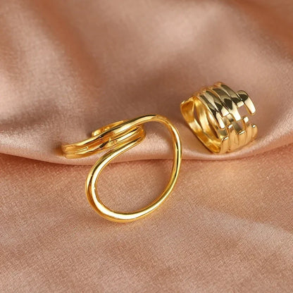 2pcs Open Swirl Ring Set