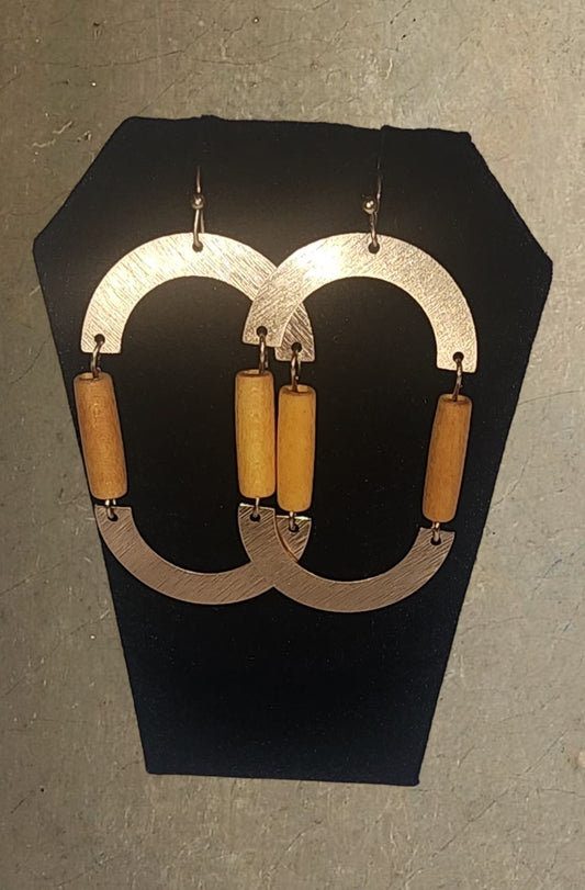 Gold Wood Bead Earrings