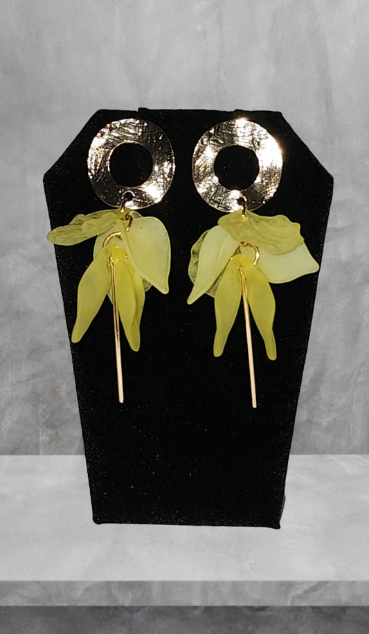 Yellow petal bloom earrings